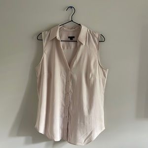 Ann Taylor cream sleeveless blouse SIZE M